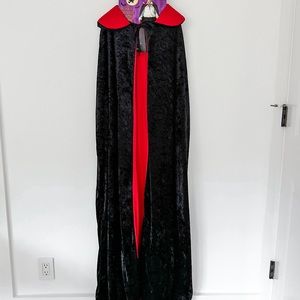 NWT | Adult Deluxe Black Cape | Red Collar and Lining | 60” length (151 cm)